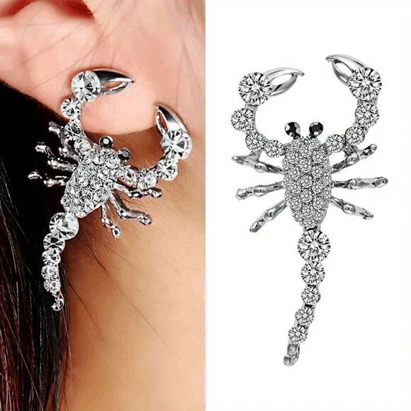 Scorpion Diamond Stud Earrings - Picture 1 of 8